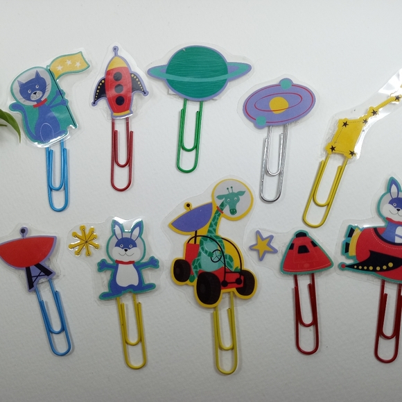 Sticker Paper Clips, kids Bookmark Paper Clips, Planner Accessory, Stationary, - Picture 3 of 3